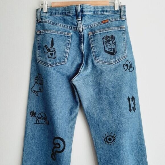 Rustler Blue High Rise Women Jeans with Black Graphics - Picture 9 of 16